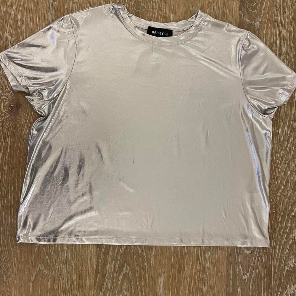 Bailey 44 Silver Metallic Large Crop Top